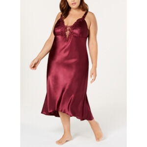 Flora by Flora Nikrooz Satin Stella Lingerie Nightgown Bordeaux Plus Size 3X